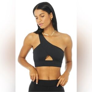 Black One-Shoulder Cutout Bralette DIAGONAL FLEX BRA